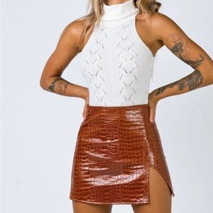 Mini Skirt Brown Croc